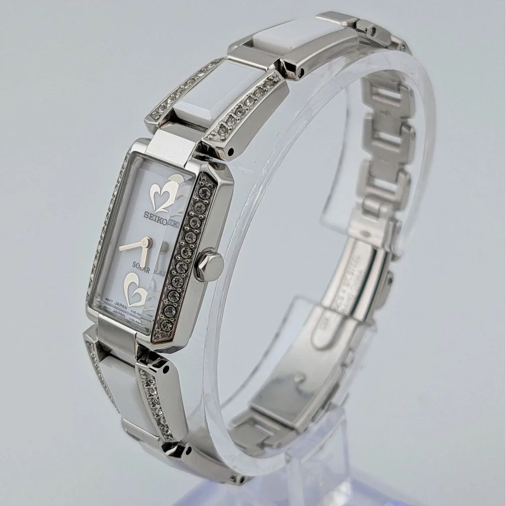 Seiko Solar Tressia White Ceramic Go Red Special Edition Box Papers Links